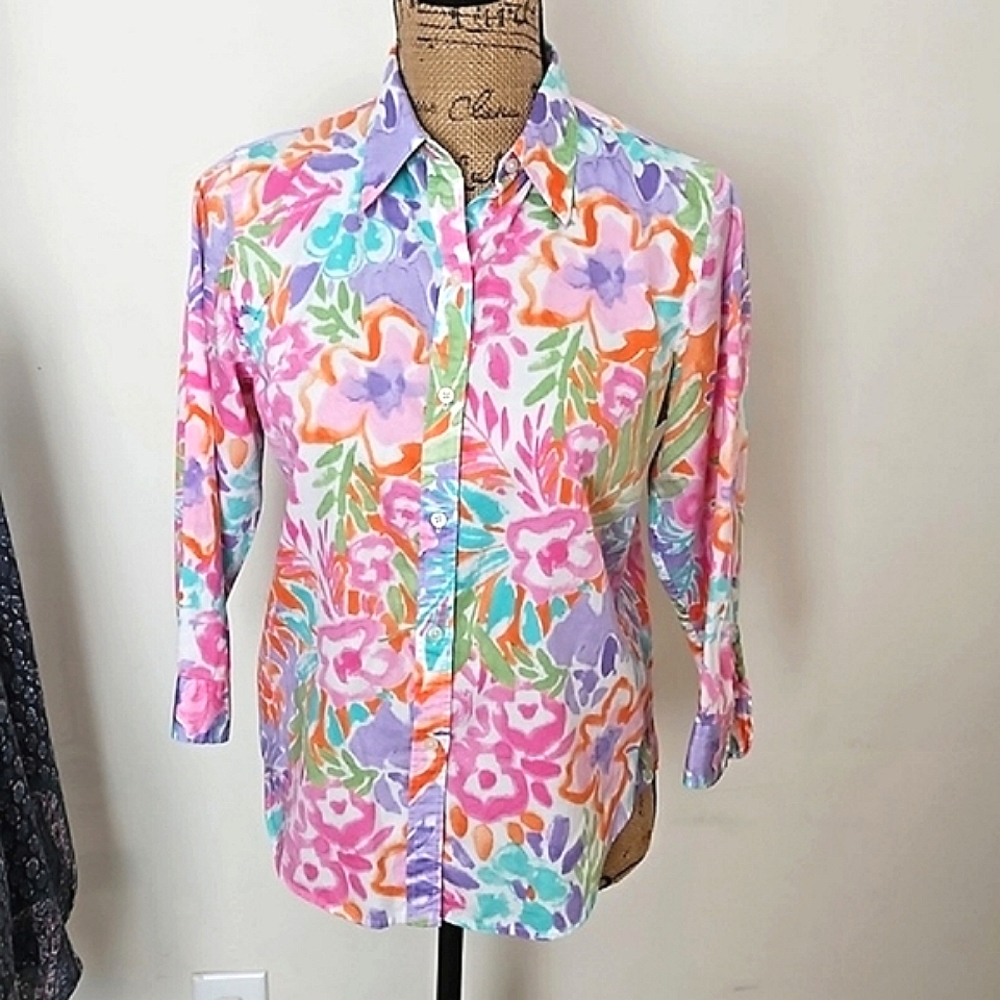 Lauren Ralph Lauren 3/4 Sleeves Shirt, Size PM.
